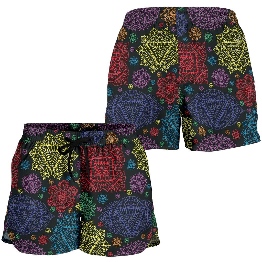 Chakra Mandala Print Pattern Women Shorts-JTAMIGO.COM