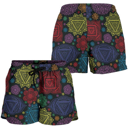 Chakra Mandala Print Pattern Women Shorts-JTAMIGO.COM