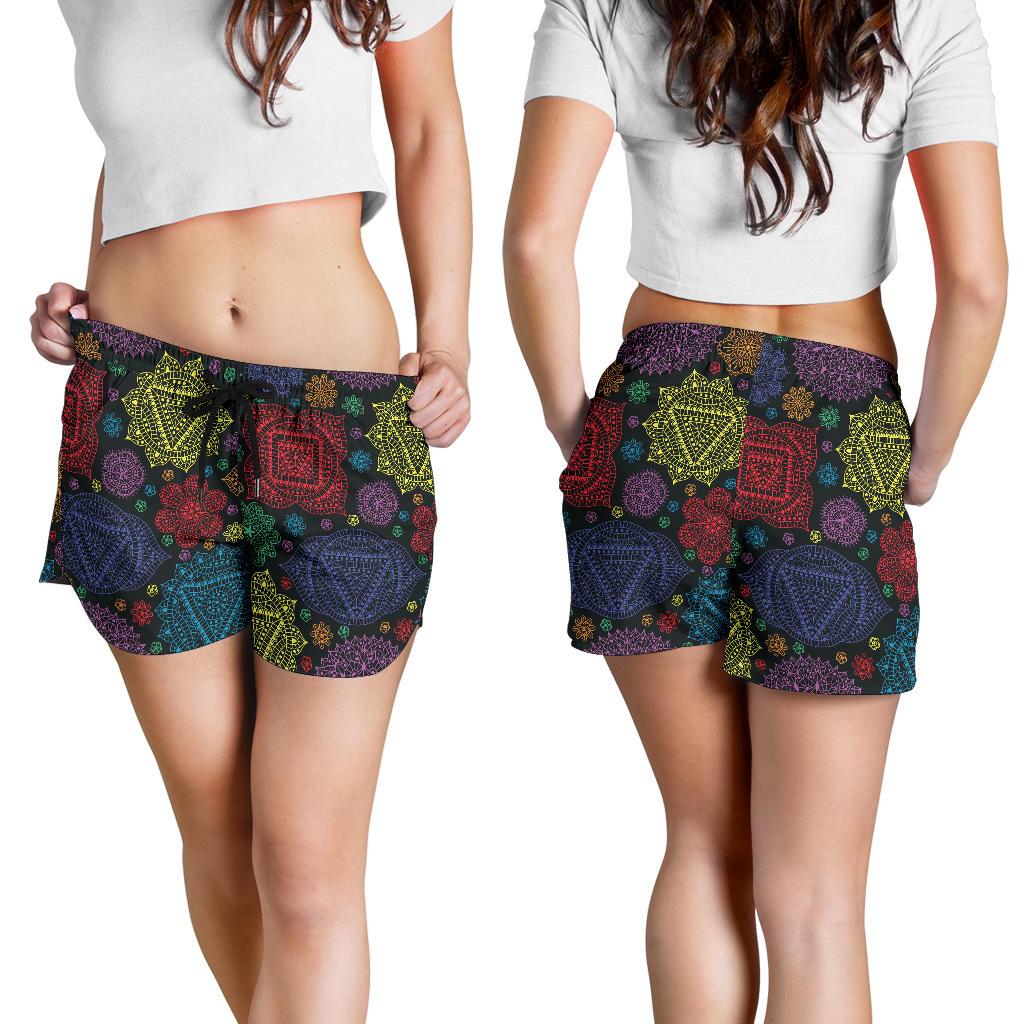 Chakra Mandala Print Pattern Women Shorts-JTAMIGO.COM