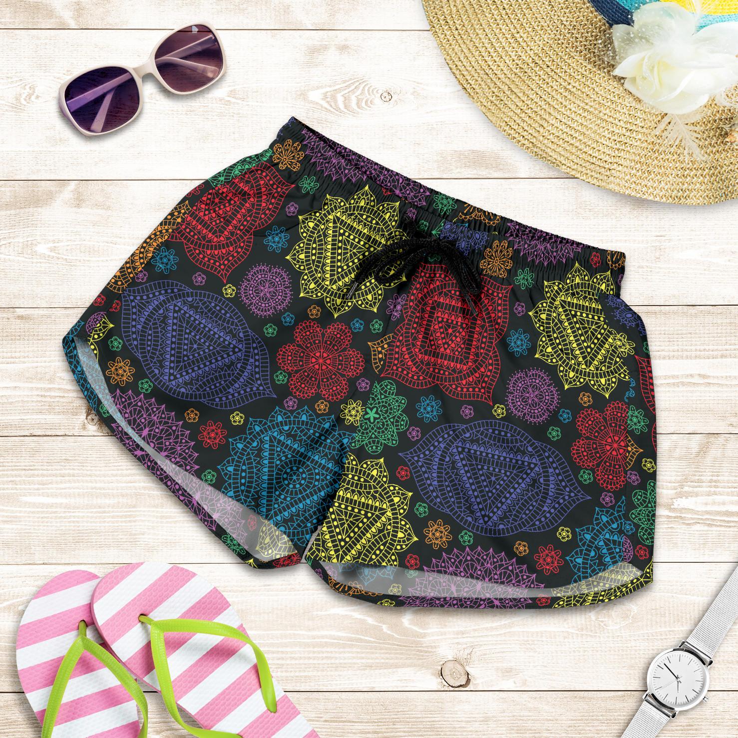 Chakra Mandala Print Pattern Women Shorts-JTAMIGO.COM