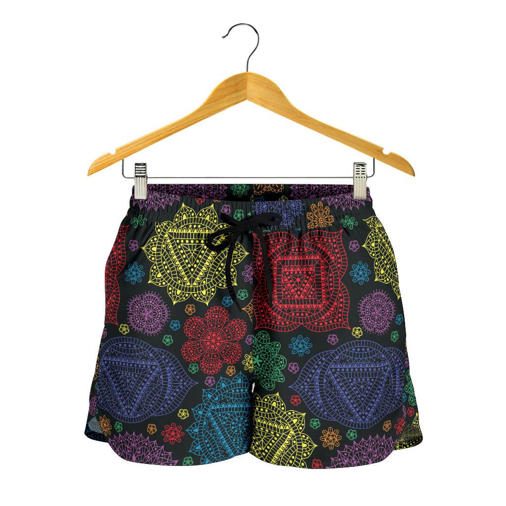 Chakra Mandala Print Pattern Women Shorts-JTAMIGO.COM