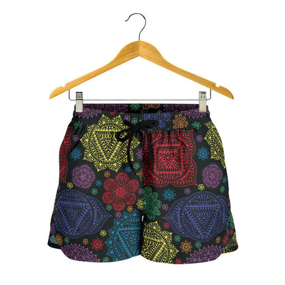 Chakra Mandala Print Pattern Women Shorts-JTAMIGO.COM