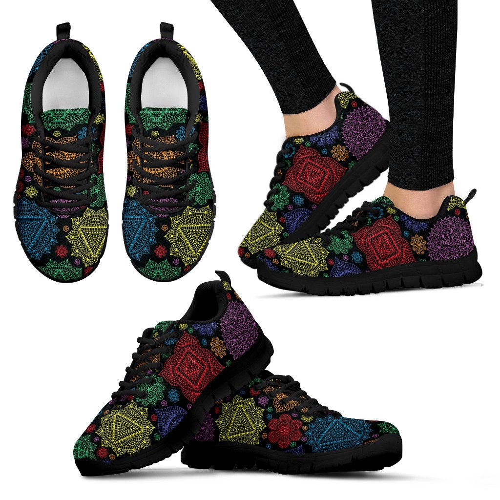 Chakra Mandala Print Pattern Women Sneakers Shoes