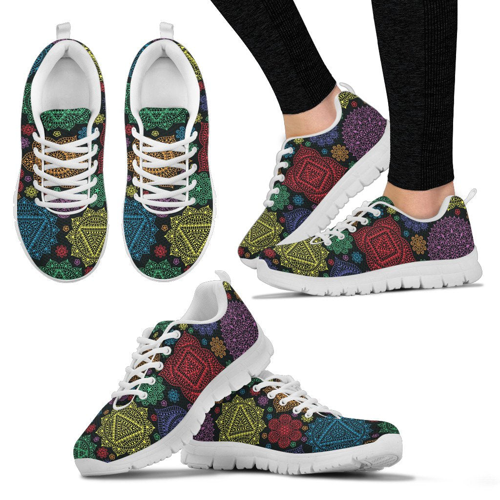 Chakra Mandala Print Pattern Women Sneakers Shoes