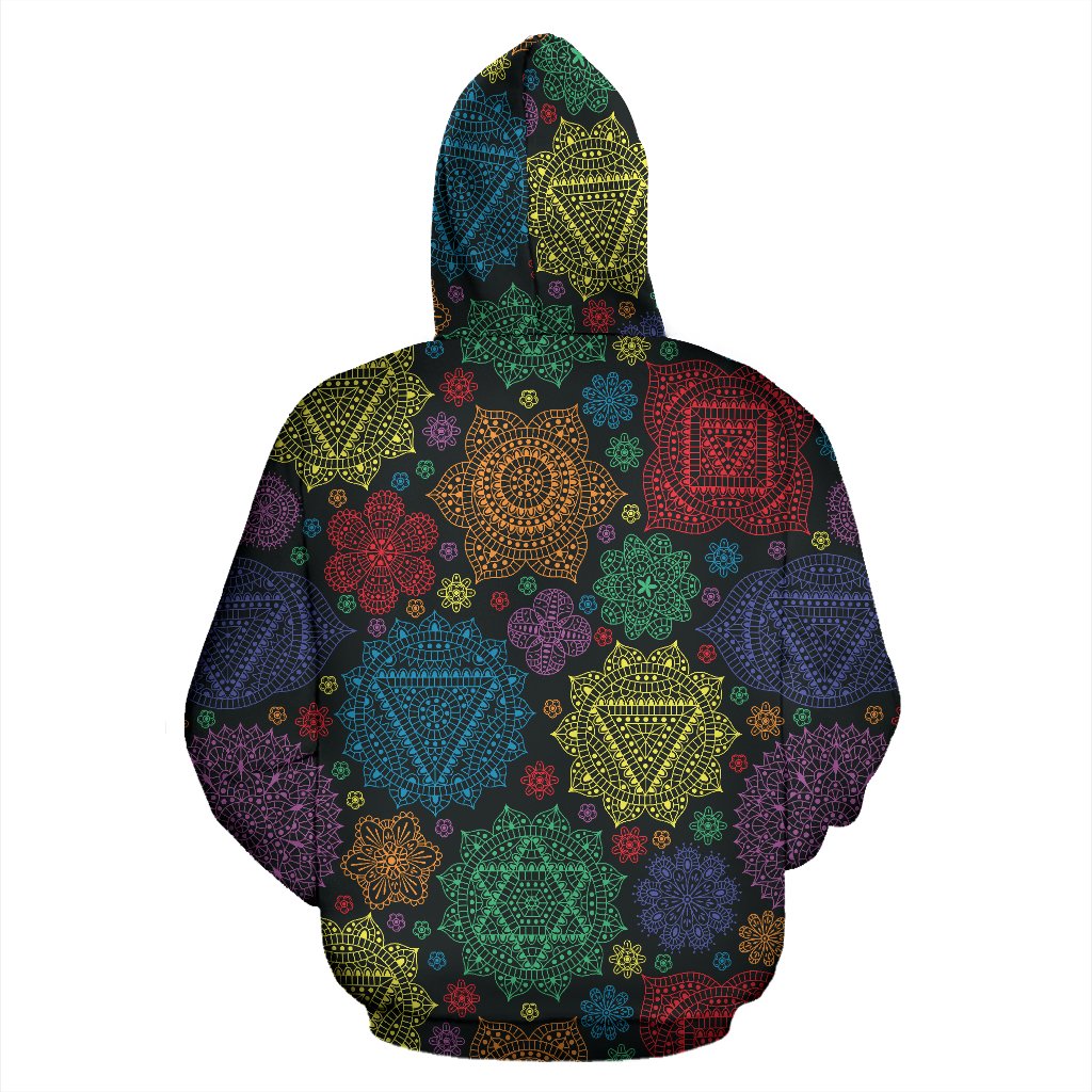 Chakra Mandala Print Pattern Zip Up Hoodie