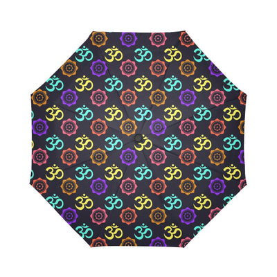 Chakra OM Print Pattern Automatic Foldable Umbrella