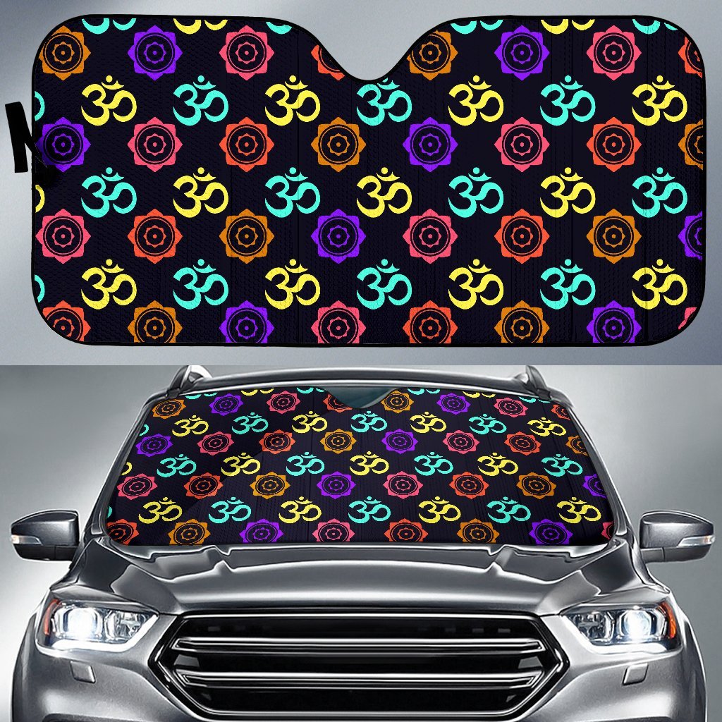 Chakra OM Print Pattern Car Sun Shade For Windshield