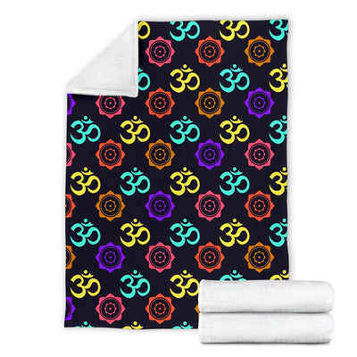 Chakra OM Print Pattern Fleece Blanket