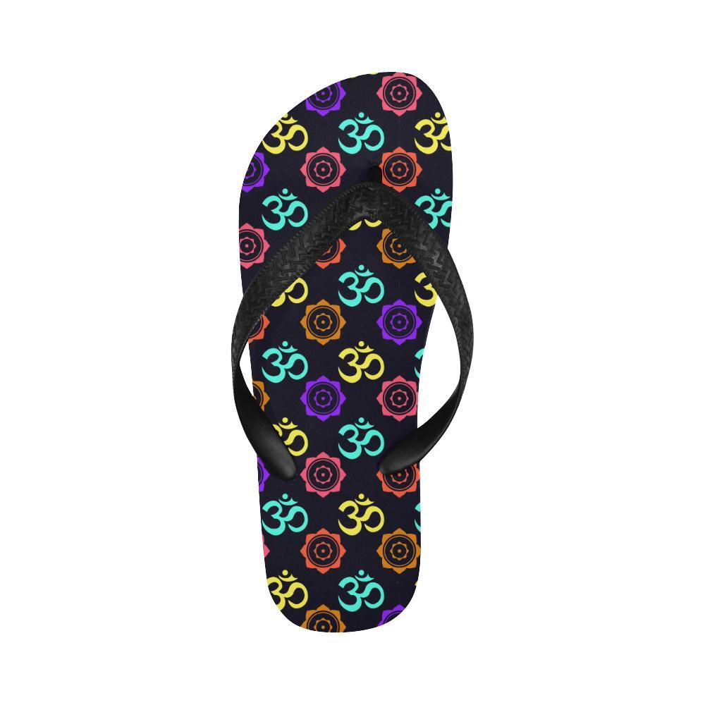 Chakra OM Print Pattern Flip Flops-JTAMIGO.COM