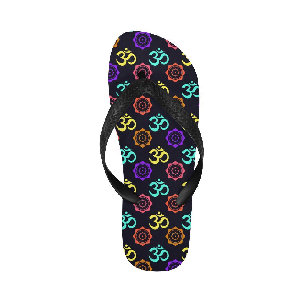 Chakra OM Print Pattern Flip Flops-JTAMIGO.COM