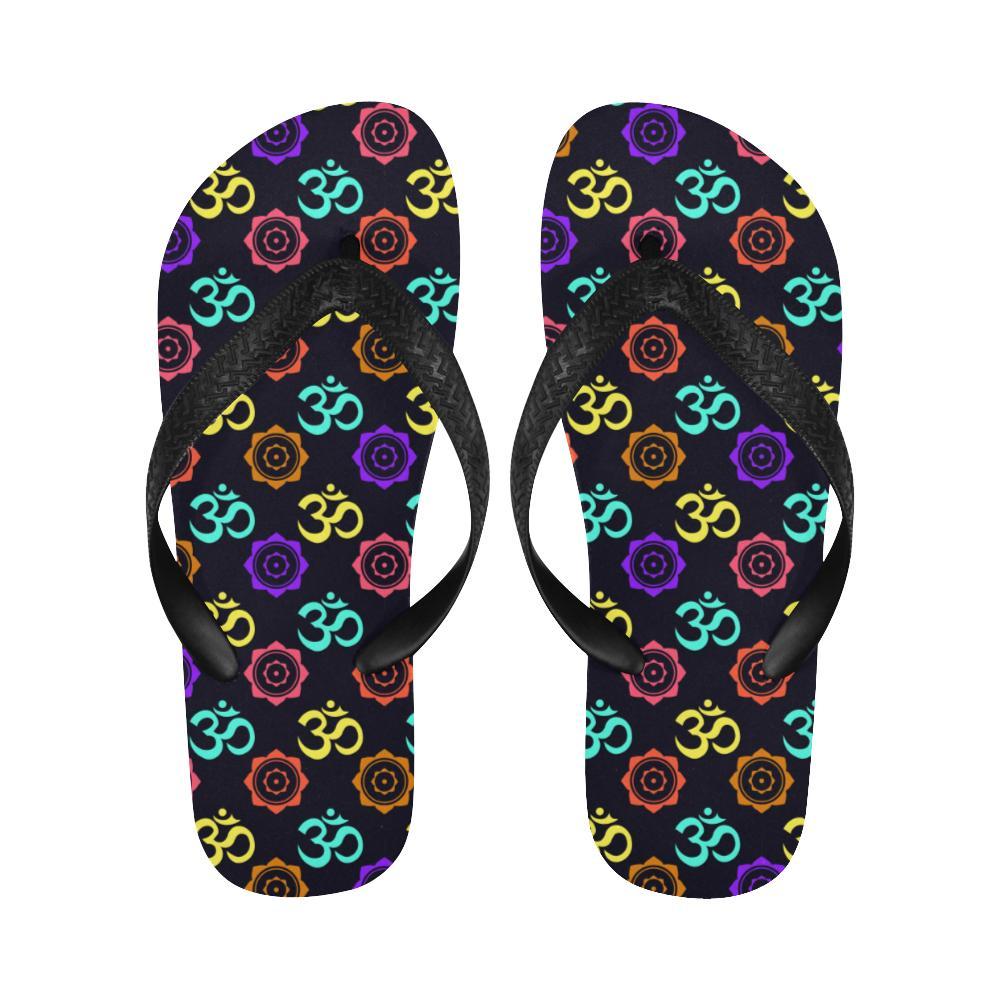 Chakra OM Print Pattern Flip Flops-JTAMIGO.COM