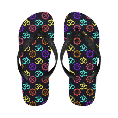 Chakra OM Print Pattern Flip Flops-JTAMIGO.COM