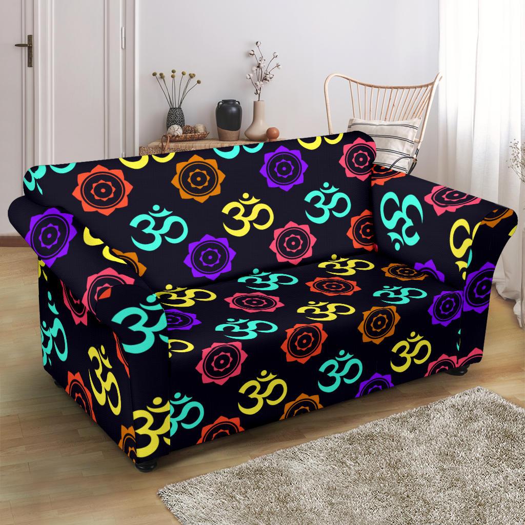 Chakra OM Print Pattern Loveseat Slipcover-JTAMIGO.COM