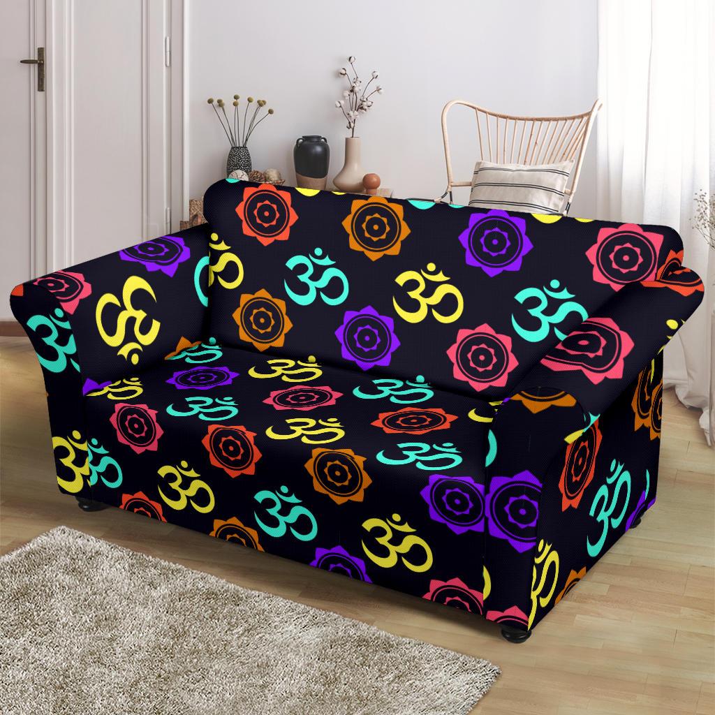 Chakra OM Print Pattern Loveseat Slipcover-JTAMIGO.COM