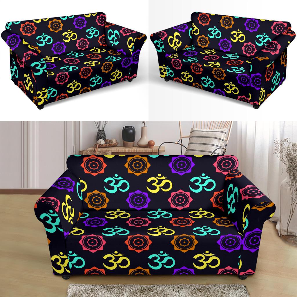 Chakra OM Print Pattern Loveseat Slipcover-JTAMIGO.COM
