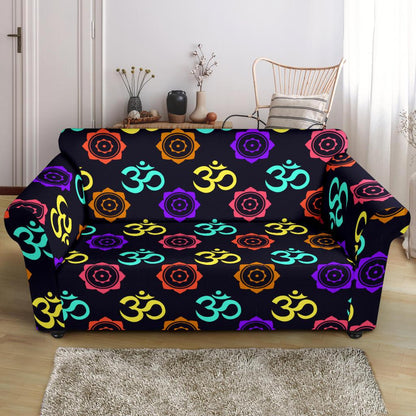 Chakra OM Print Pattern Loveseat Slipcover-JTAMIGO.COM