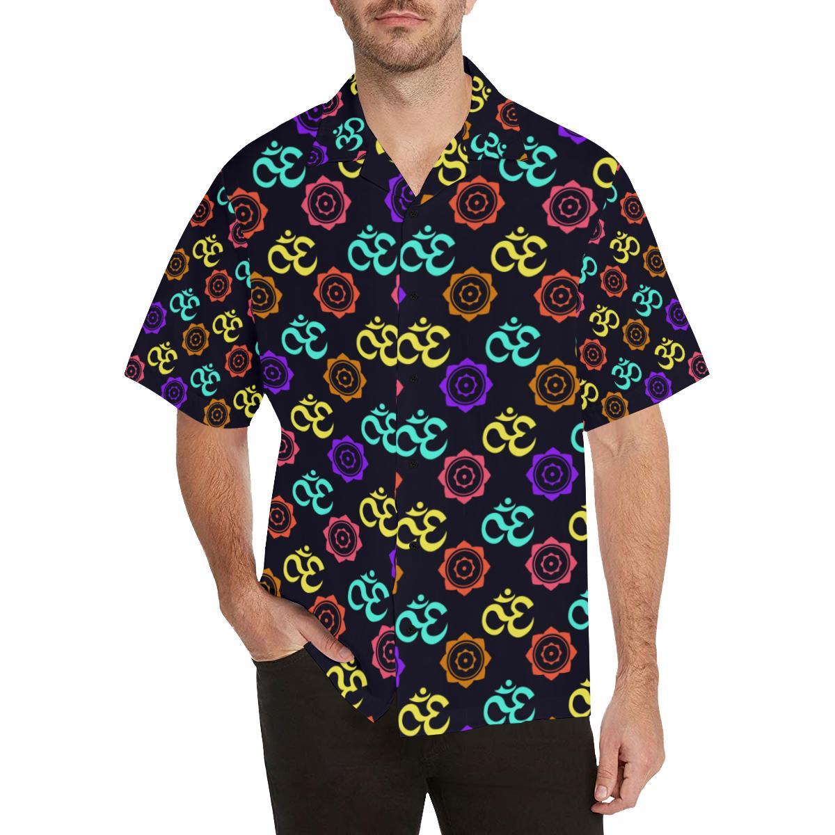 Chakra OM Print Pattern Men Aloha Hawaiian Shirt