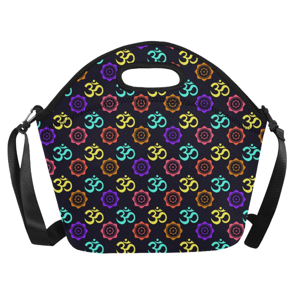 Chakra OM Print Pattern Neoprene Lunch Bag (Model 1669)(Large)-JTAMIGO.COM