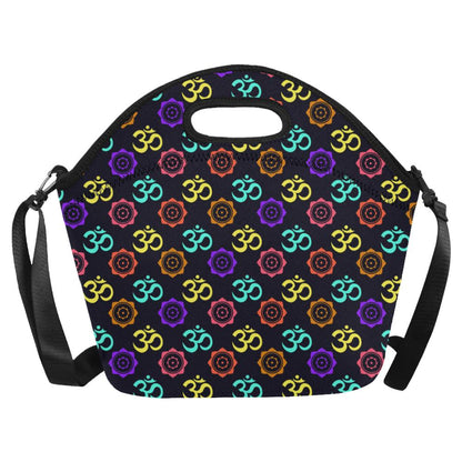 Chakra OM Print Pattern Neoprene Lunch Bag (Model 1669)(Large)-JTAMIGO.COM