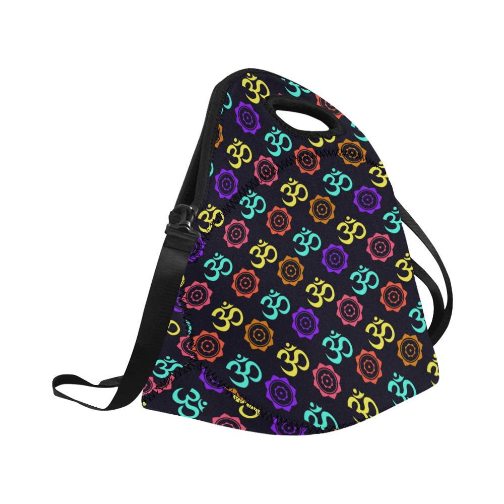 Chakra OM Print Pattern Neoprene Lunch Bag (Model 1669)(Large)-JTAMIGO.COM