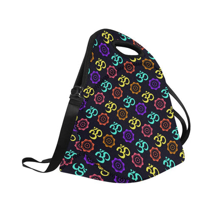 Chakra OM Print Pattern Neoprene Lunch Bag (Model 1669)(Large)-JTAMIGO.COM