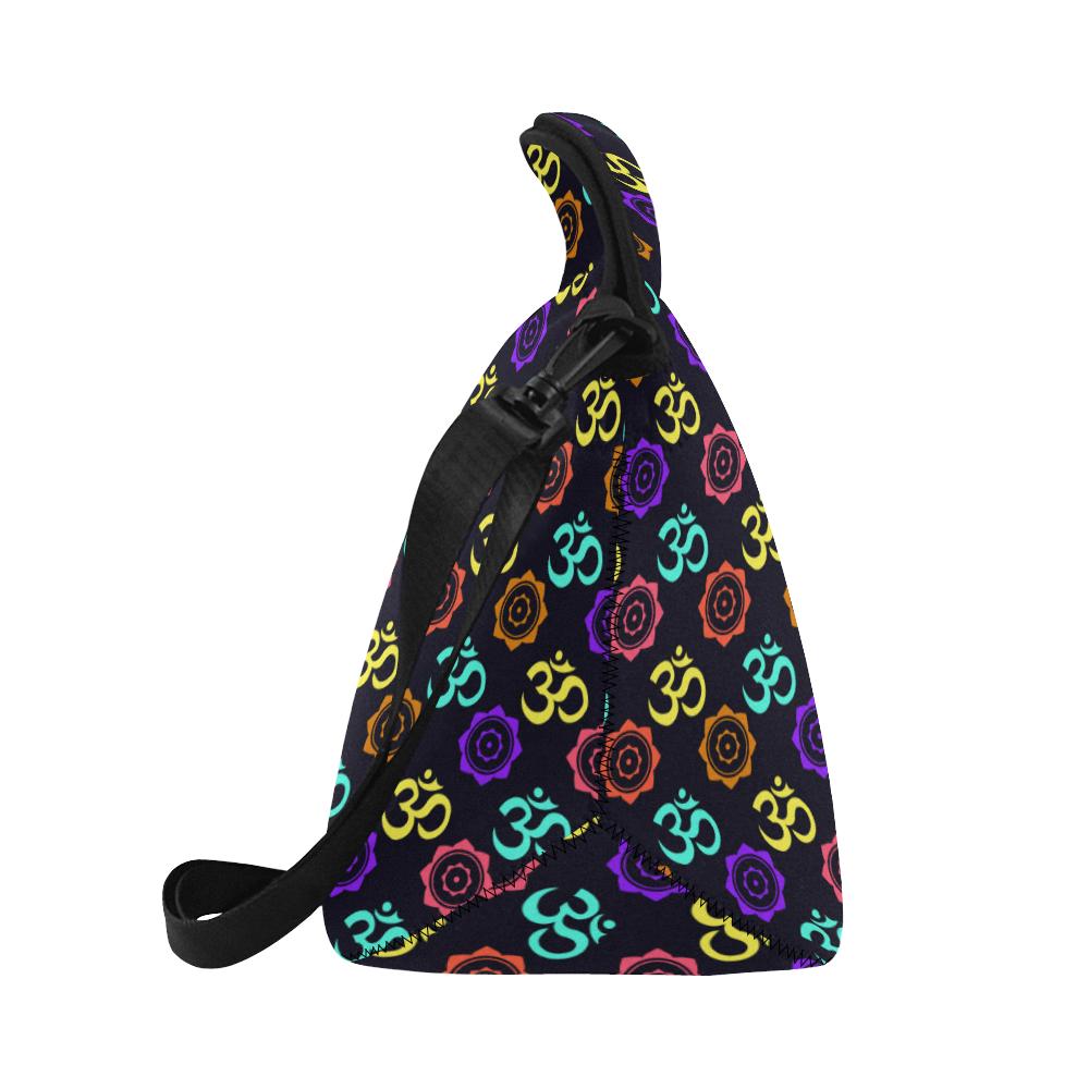 Chakra OM Print Pattern Neoprene Lunch Bag (Model 1669)(Large)-JTAMIGO.COM