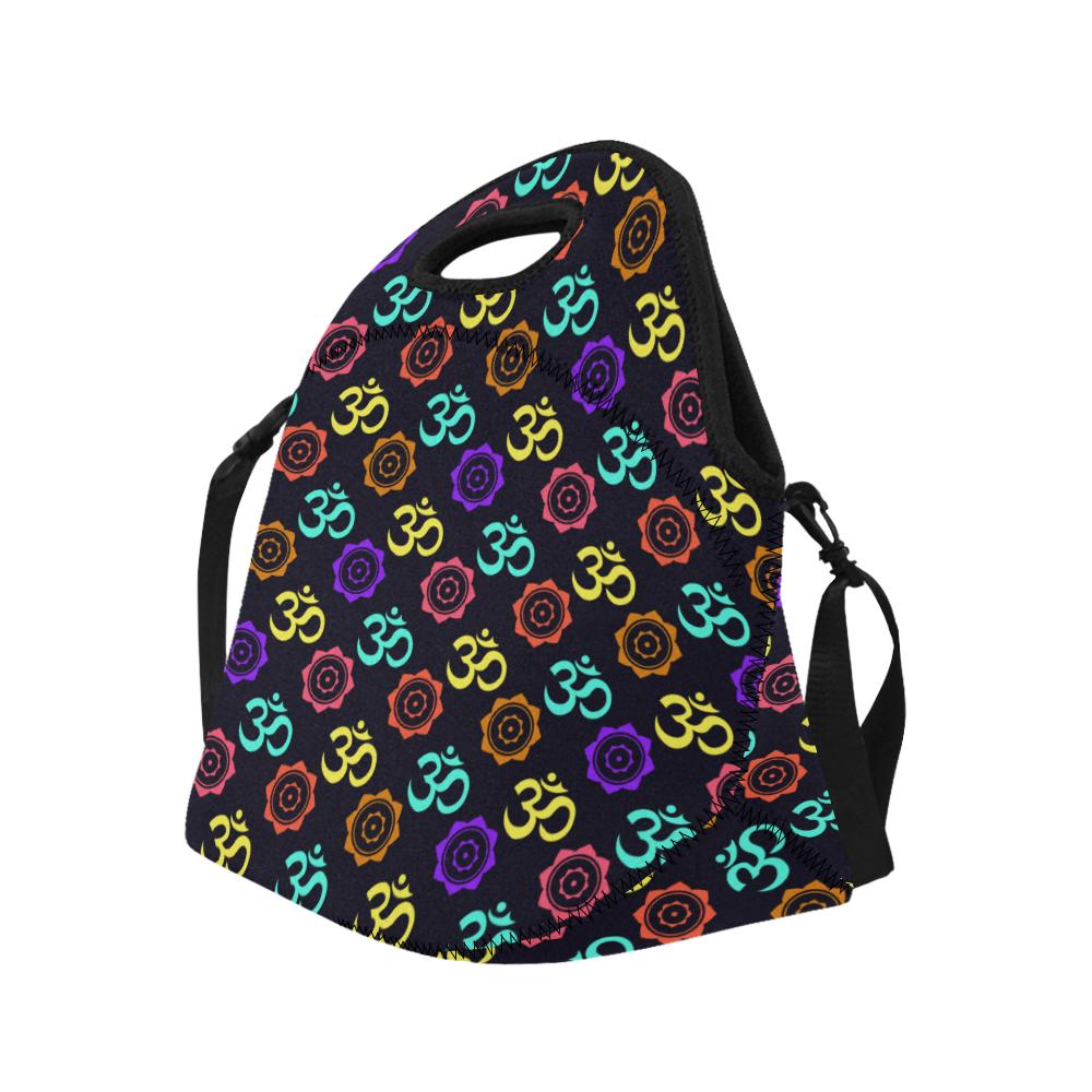 Chakra OM Print Pattern Neoprene Lunch Bag (Model 1669)(Large)-JTAMIGO.COM