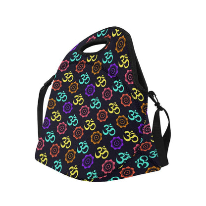 Chakra OM Print Pattern Neoprene Lunch Bag (Model 1669)(Large)-JTAMIGO.COM