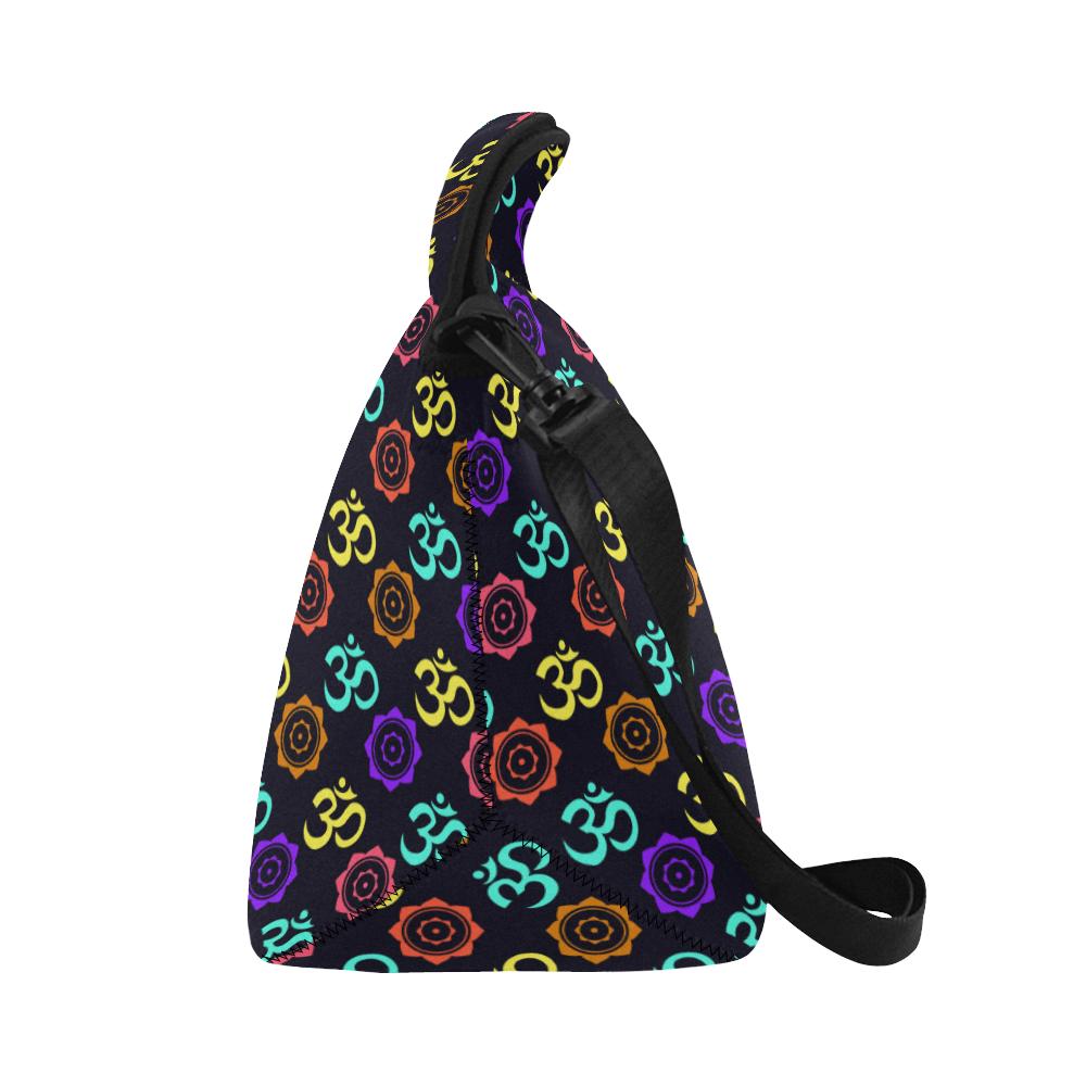 Chakra OM Print Pattern Neoprene Lunch Bag (Model 1669)(Large)-JTAMIGO.COM
