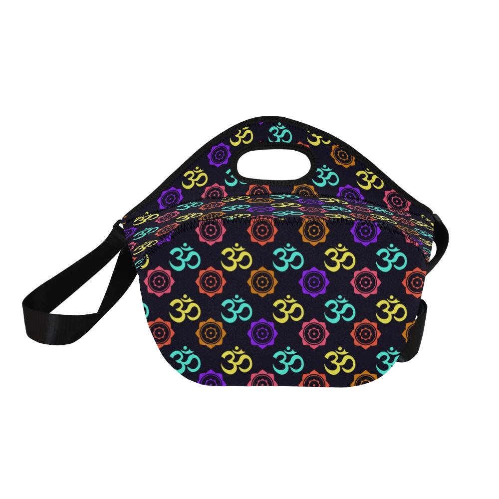 Chakra OM Print Pattern Neoprene Lunch Bag (Model 1669)(Large)-JTAMIGO.COM