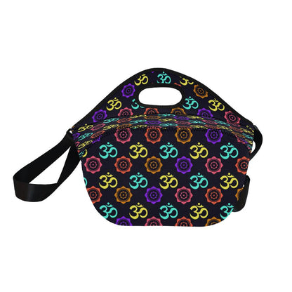 Chakra OM Print Pattern Neoprene Lunch Bag (Model 1669)(Large)-JTAMIGO.COM