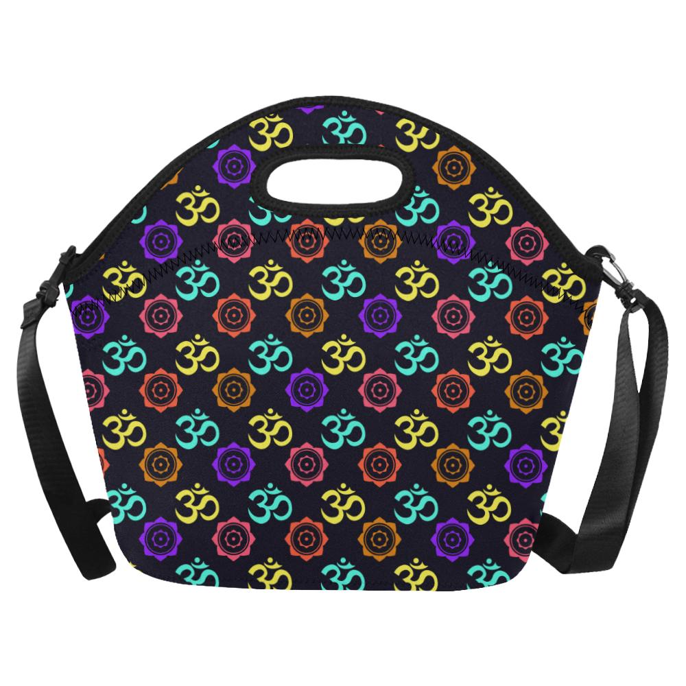 Chakra OM Print Pattern Neoprene Lunch Bag (Model 1669)(Large)-JTAMIGO.COM