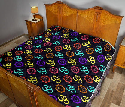 Chakra OM Print Pattern Premium Quilt-JTAMIGO.COM