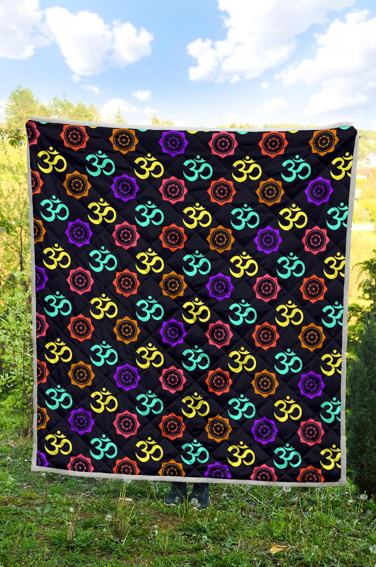Chakra OM Print Pattern Premium Quilt-JTAMIGO.COM
