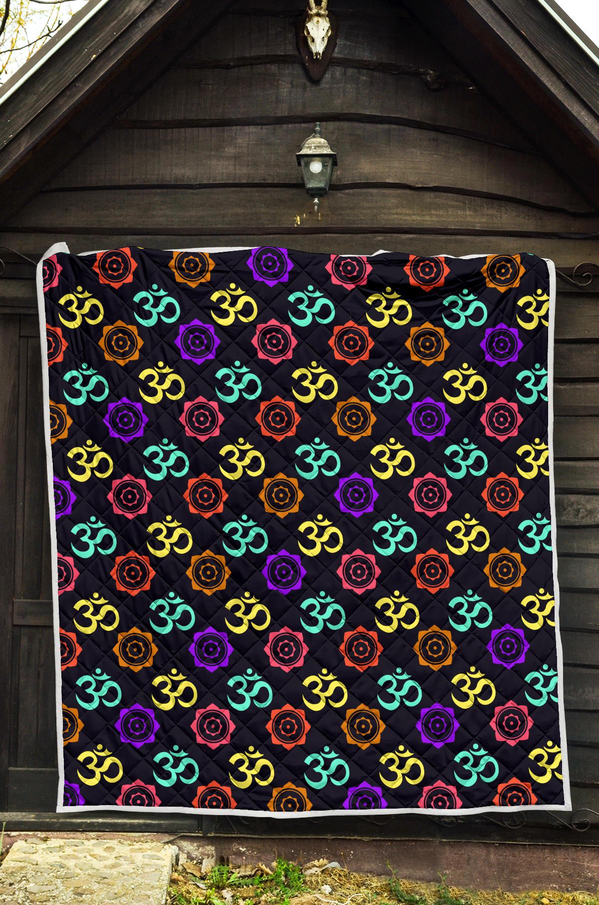 Chakra OM Print Pattern Premium Quilt-JTAMIGO.COM