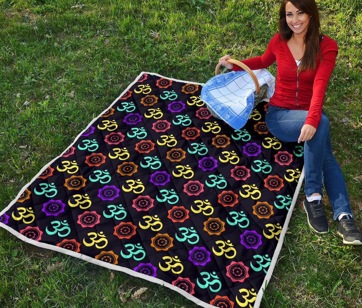 Chakra OM Print Pattern Premium Quilt-JTAMIGO.COM