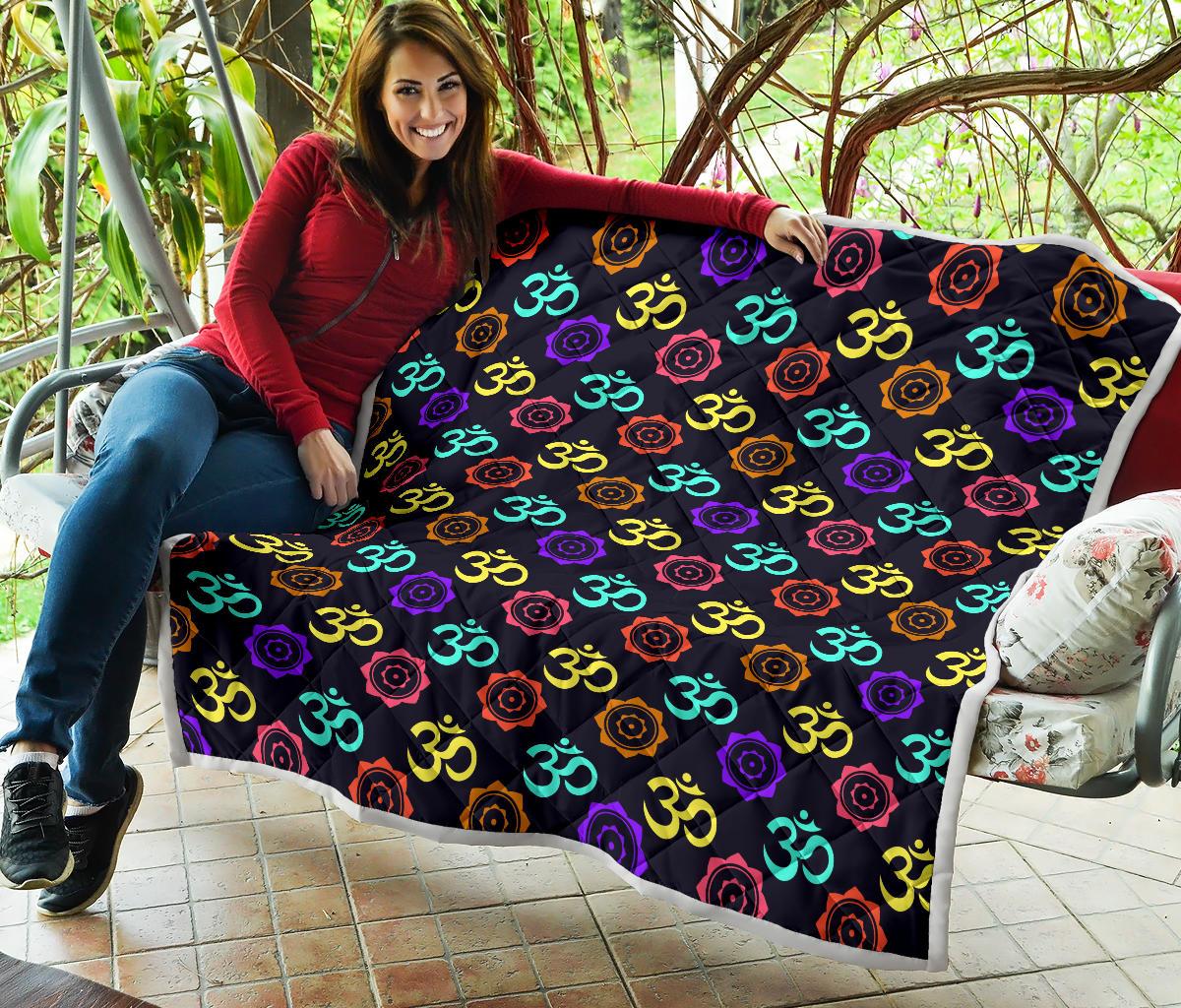 Chakra OM Print Pattern Premium Quilt-JTAMIGO.COM