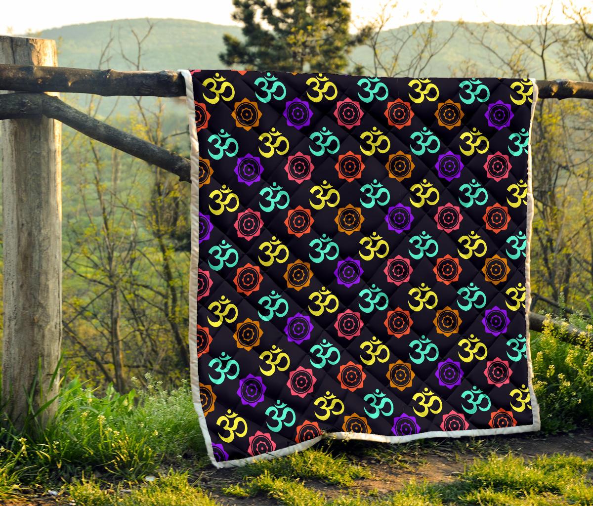 Chakra OM Print Pattern Premium Quilt-JTAMIGO.COM