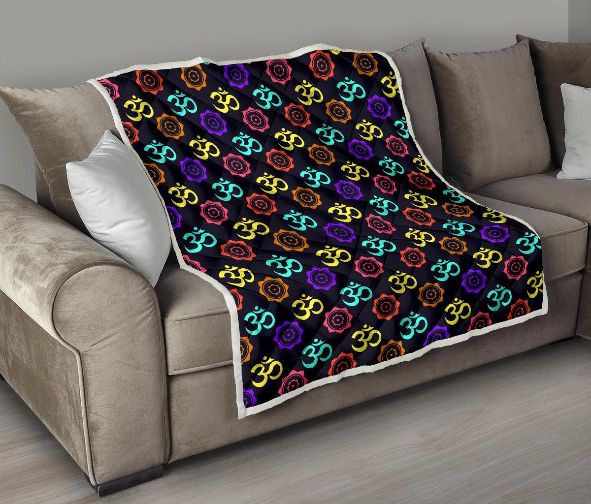 Chakra OM Print Pattern Premium Quilt-JTAMIGO.COM