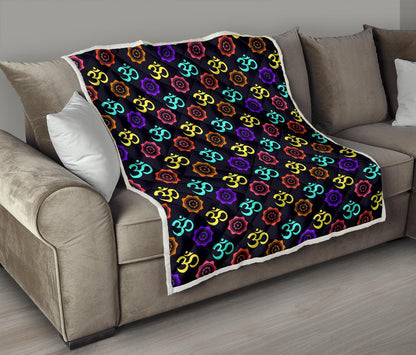 Chakra OM Print Pattern Premium Quilt-JTAMIGO.COM