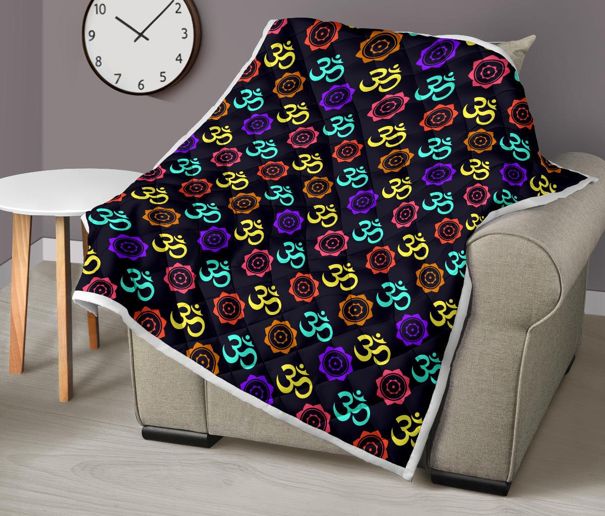Chakra OM Print Pattern Premium Quilt-JTAMIGO.COM