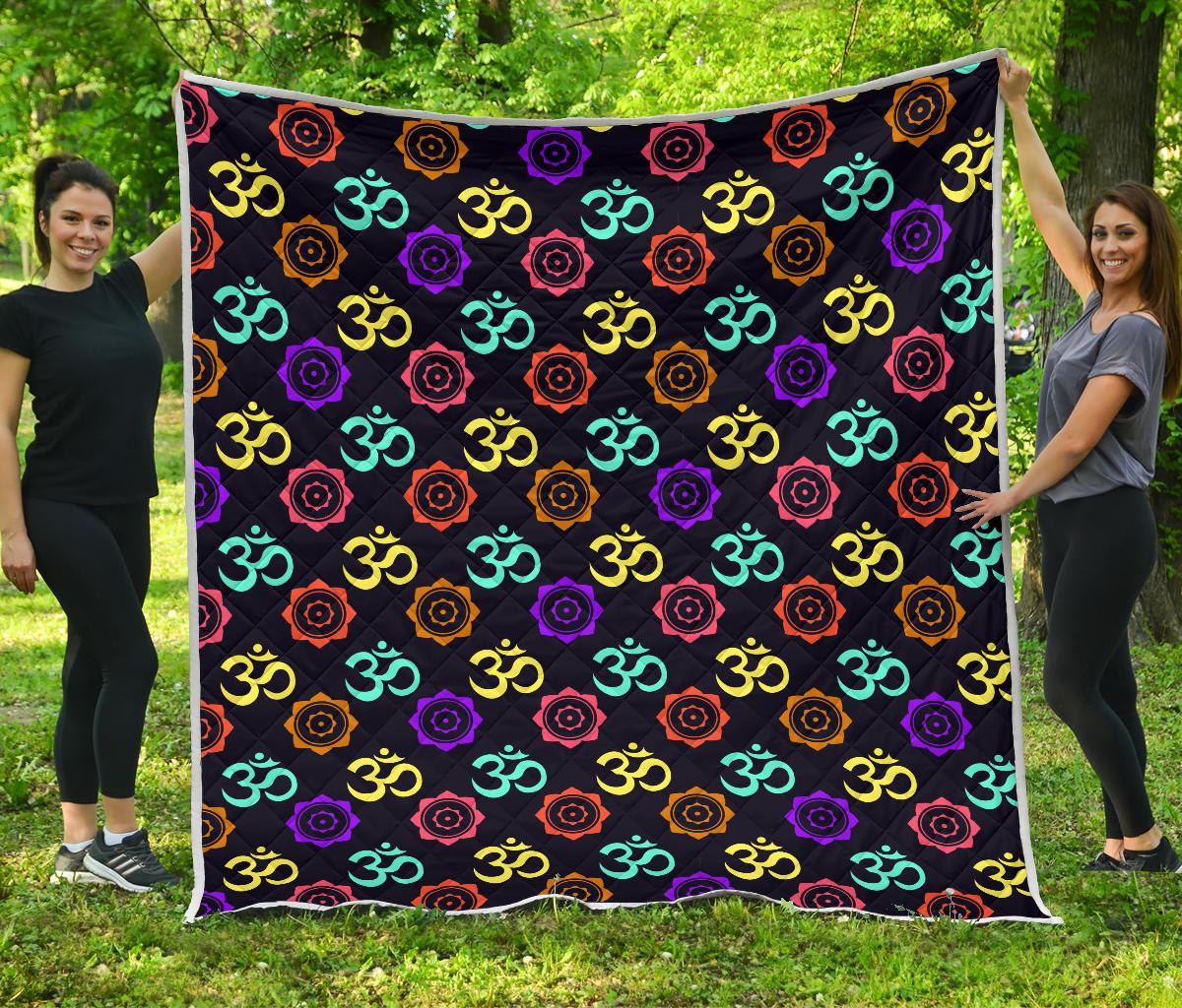Chakra OM Print Pattern Premium Quilt-JTAMIGO.COM