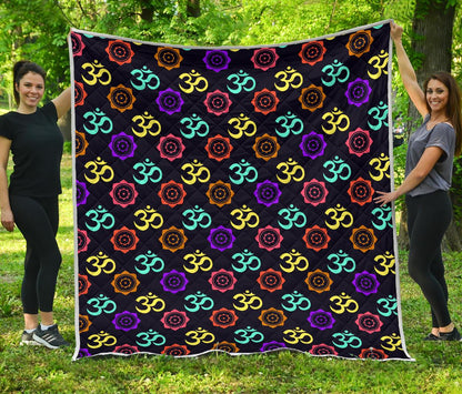 Chakra OM Print Pattern Premium Quilt-JTAMIGO.COM
