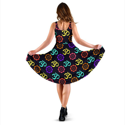 Chakra OM Print Pattern Sleeveless Dress