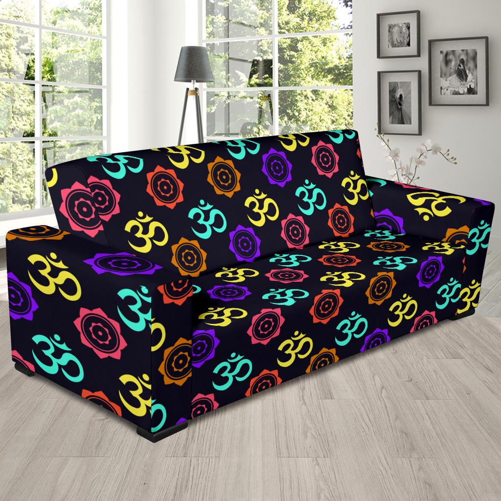 Chakra OM Print Pattern Sofa Slipcover-JTAMIGO.COM