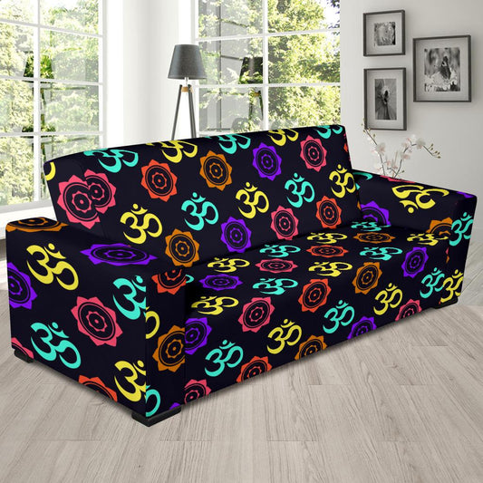 Chakra OM Print Pattern Sofa Slipcover-JTAMIGO.COM