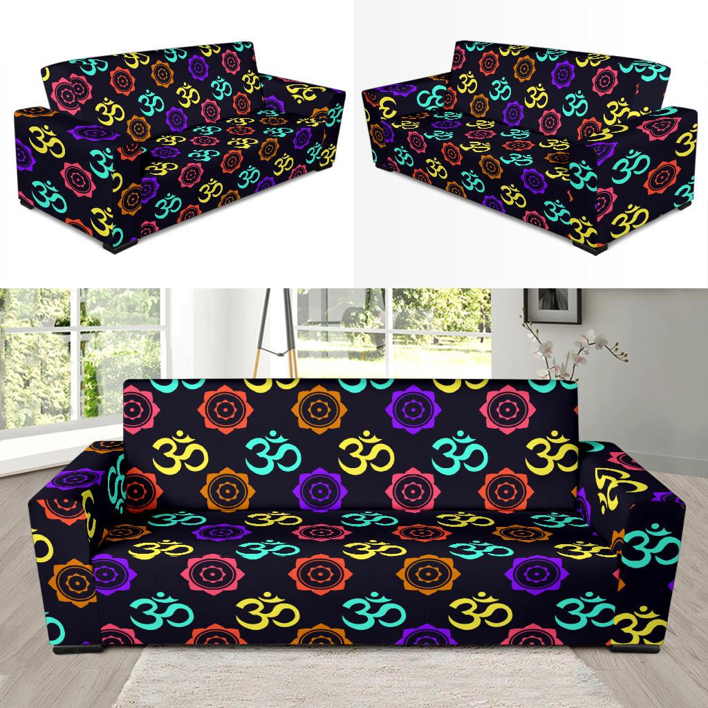 Chakra OM Print Pattern Sofa Slipcover-JTAMIGO.COM