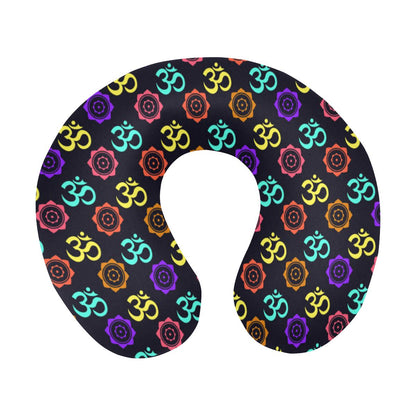Chakra OM Print Pattern U-Shaped Travel Neck Pillow-JTAMIGO.COM