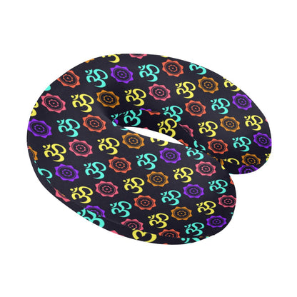 Chakra OM Print Pattern U-Shaped Travel Neck Pillow-JTAMIGO.COM