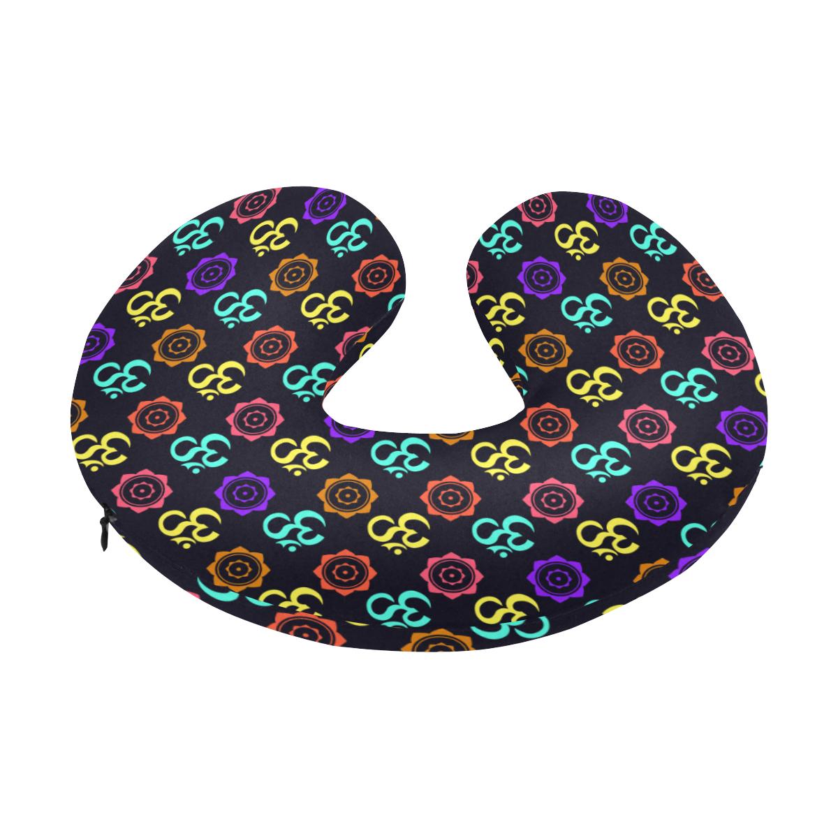 Chakra OM Print Pattern U-Shaped Travel Neck Pillow-JTAMIGO.COM